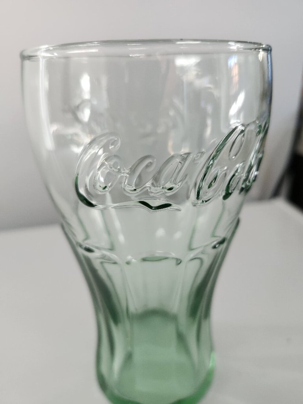 CocaโCola Pint Glass โ Classic Green Tint โ Embossed Logo